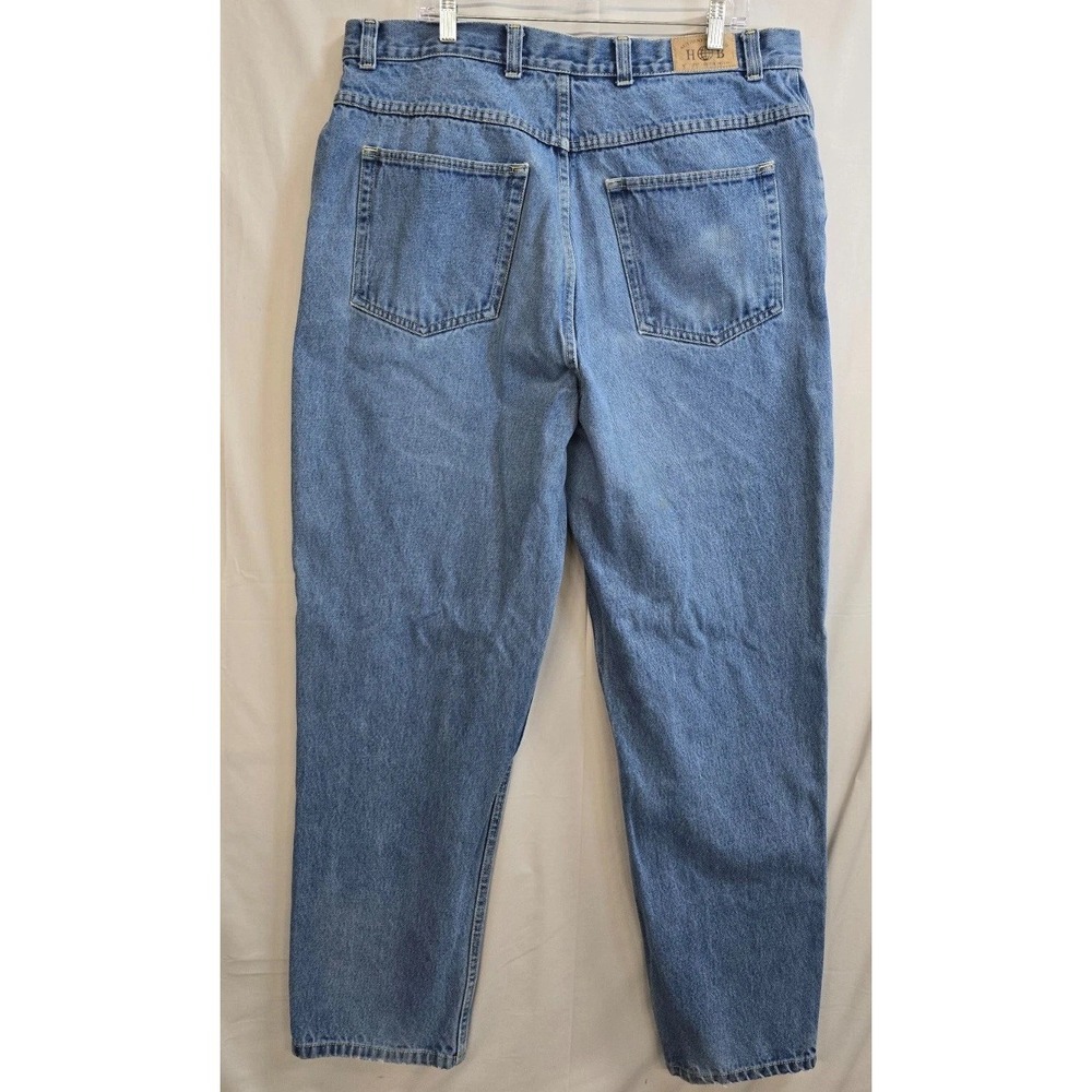 Harbor Bay Jeans Mens 40x34 Blue Denim 100% Cotton Casual Tapered Leg 5-Pockets